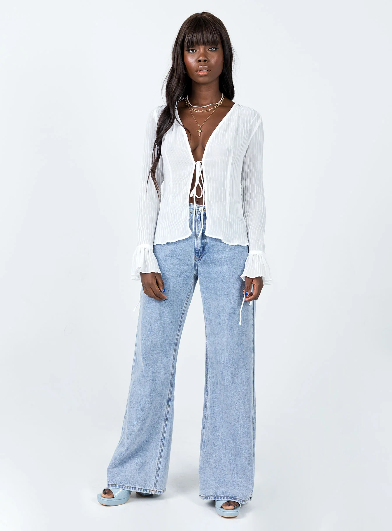 Brody Long Sleeve Top White