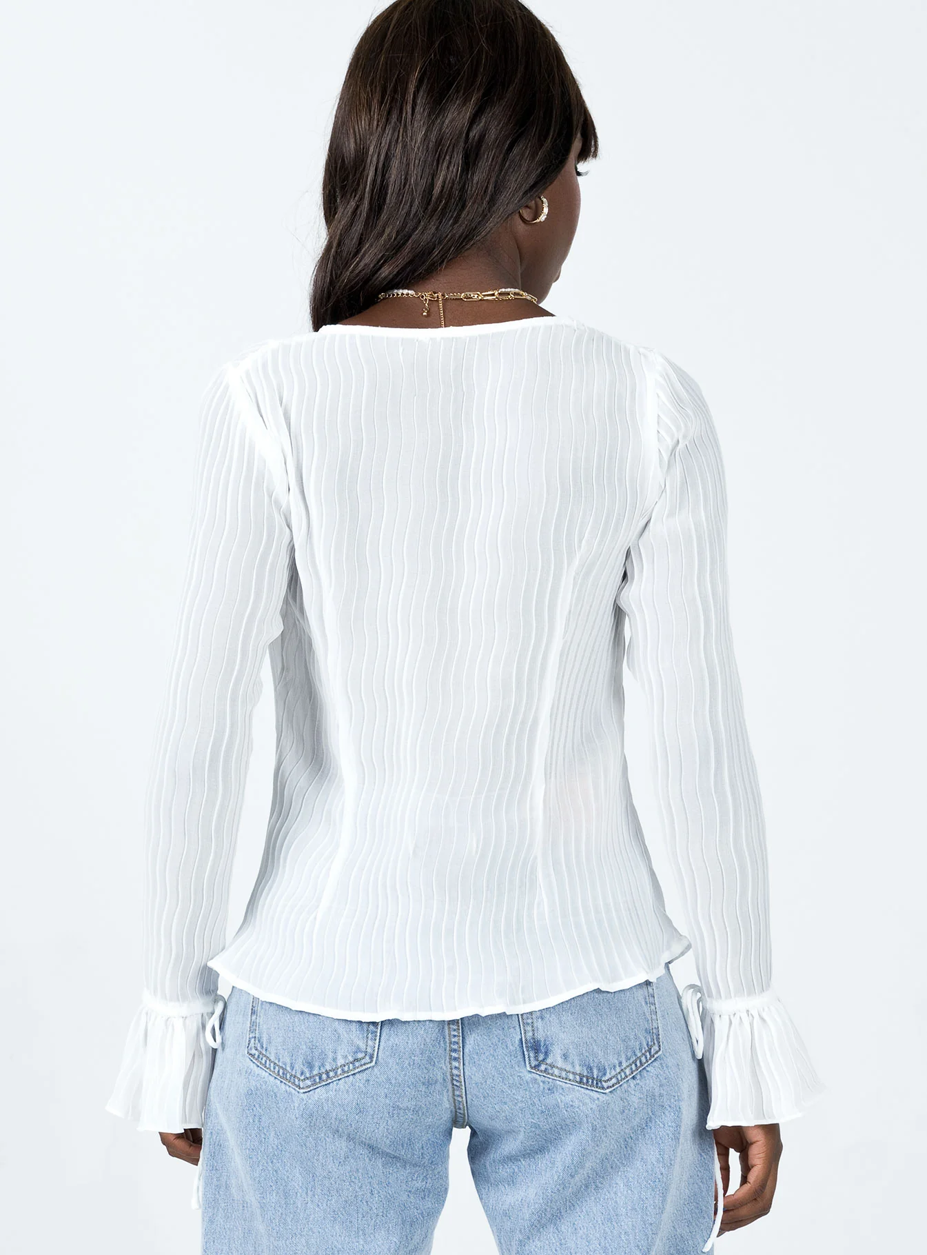 Brody Long Sleeve Top White
