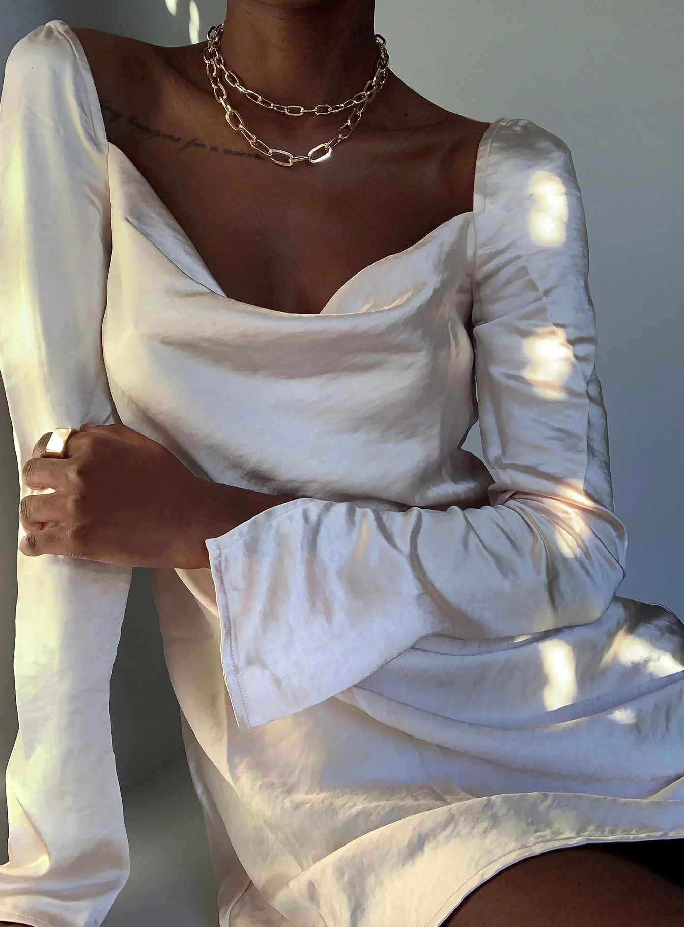 Star Power Mini Dress Champagne