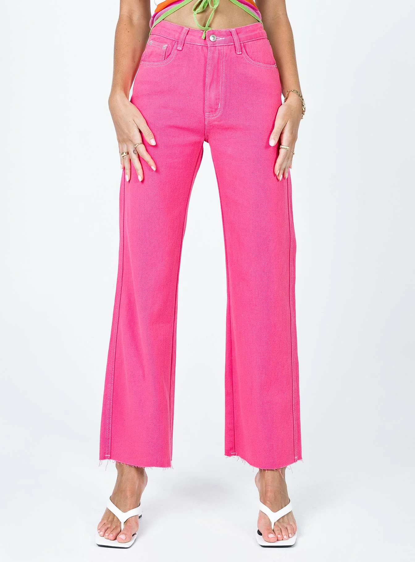 Popsicle Straight Leg Denim Jeans Pink
