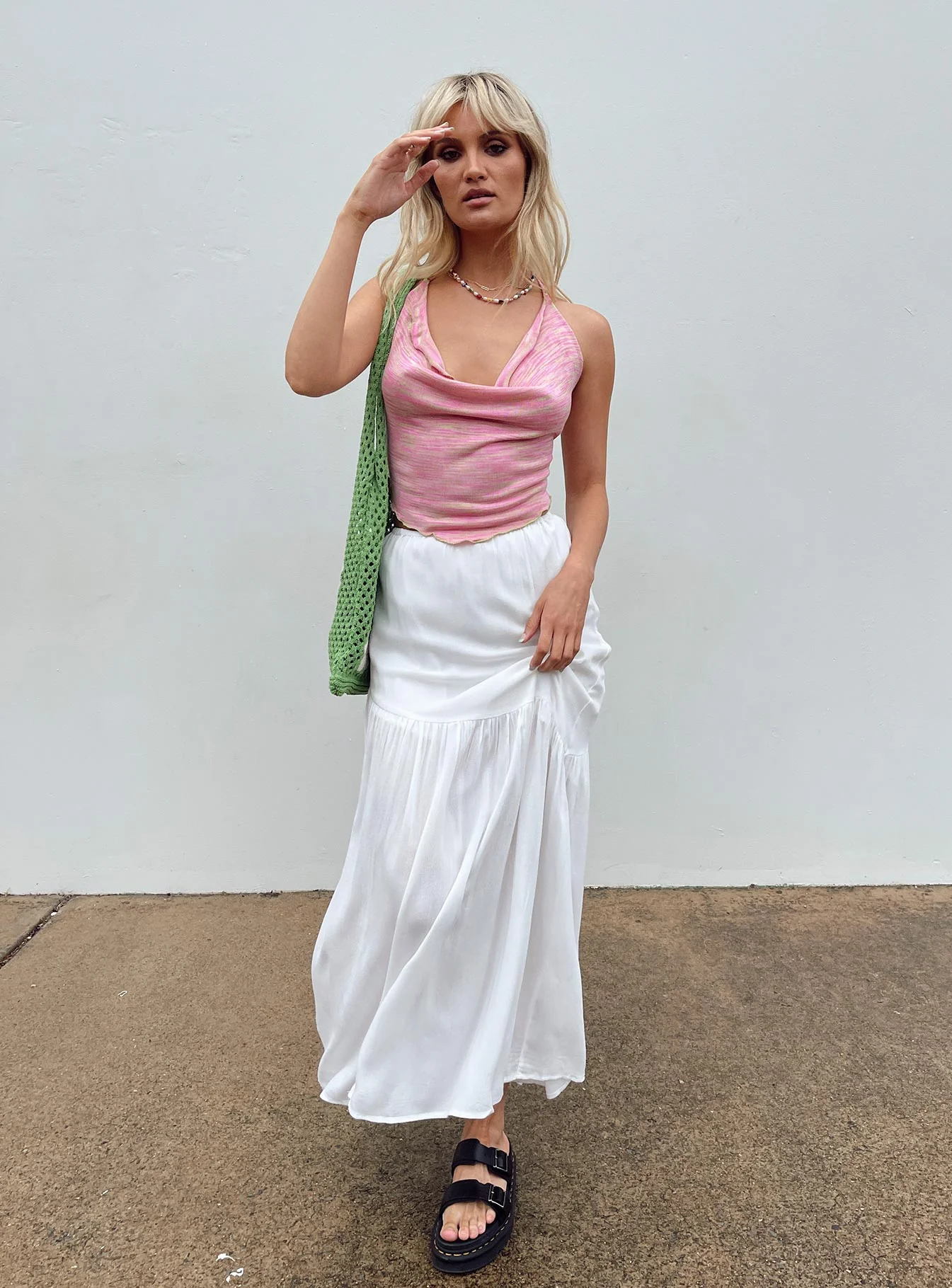 Chels Asymmetric Maxi Skirt White