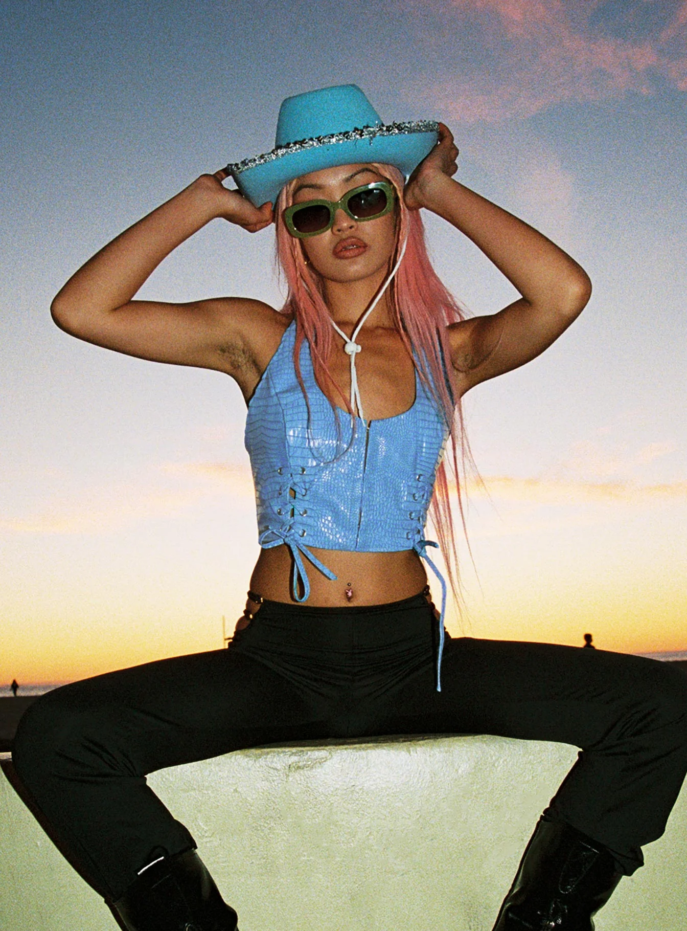 High Vibrations PU Top Blue