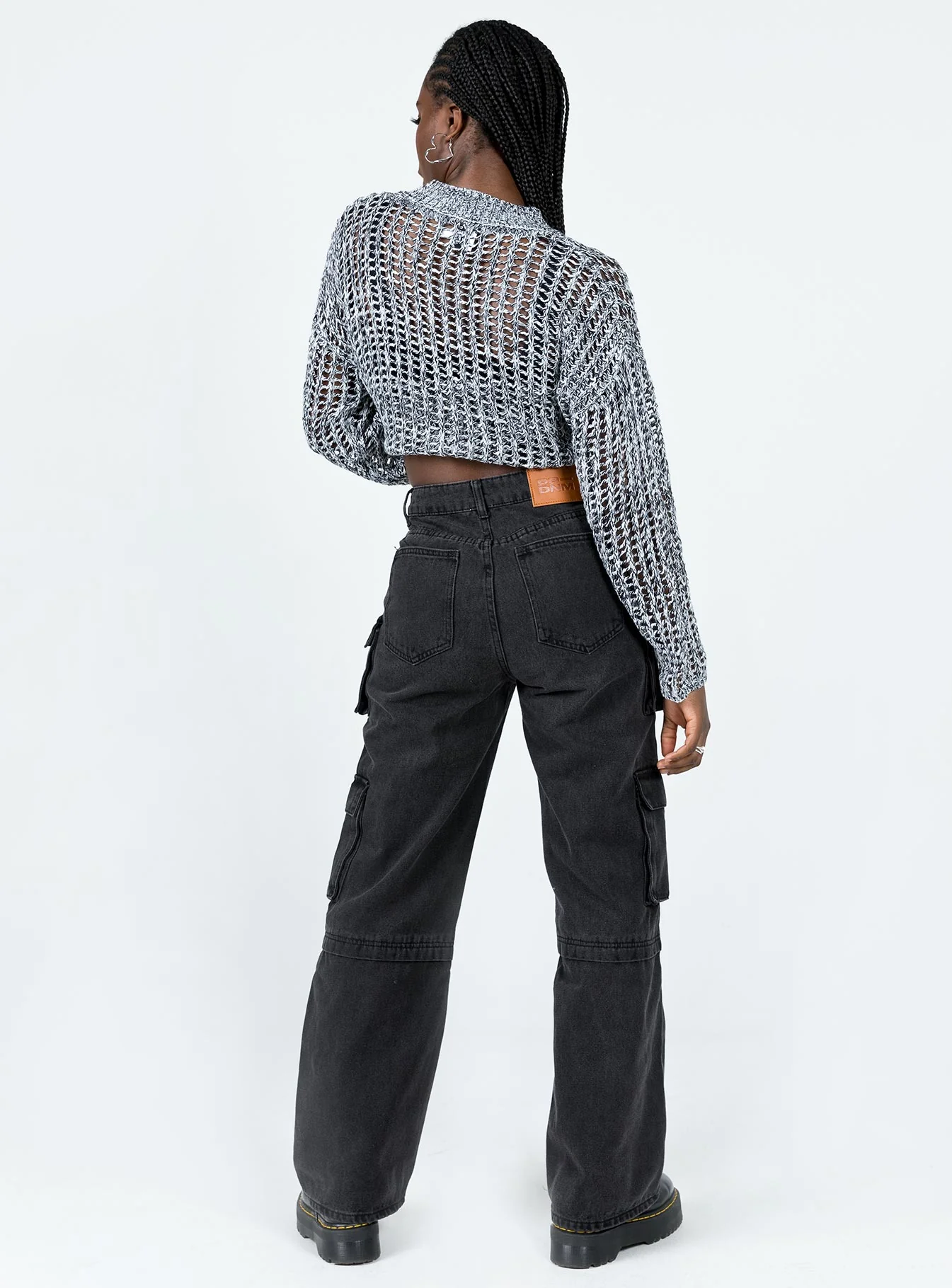 Darla Cargo Denim Jeans Black