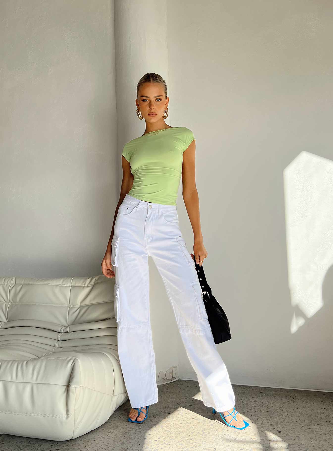 Darla Cargo Denim Jeans White