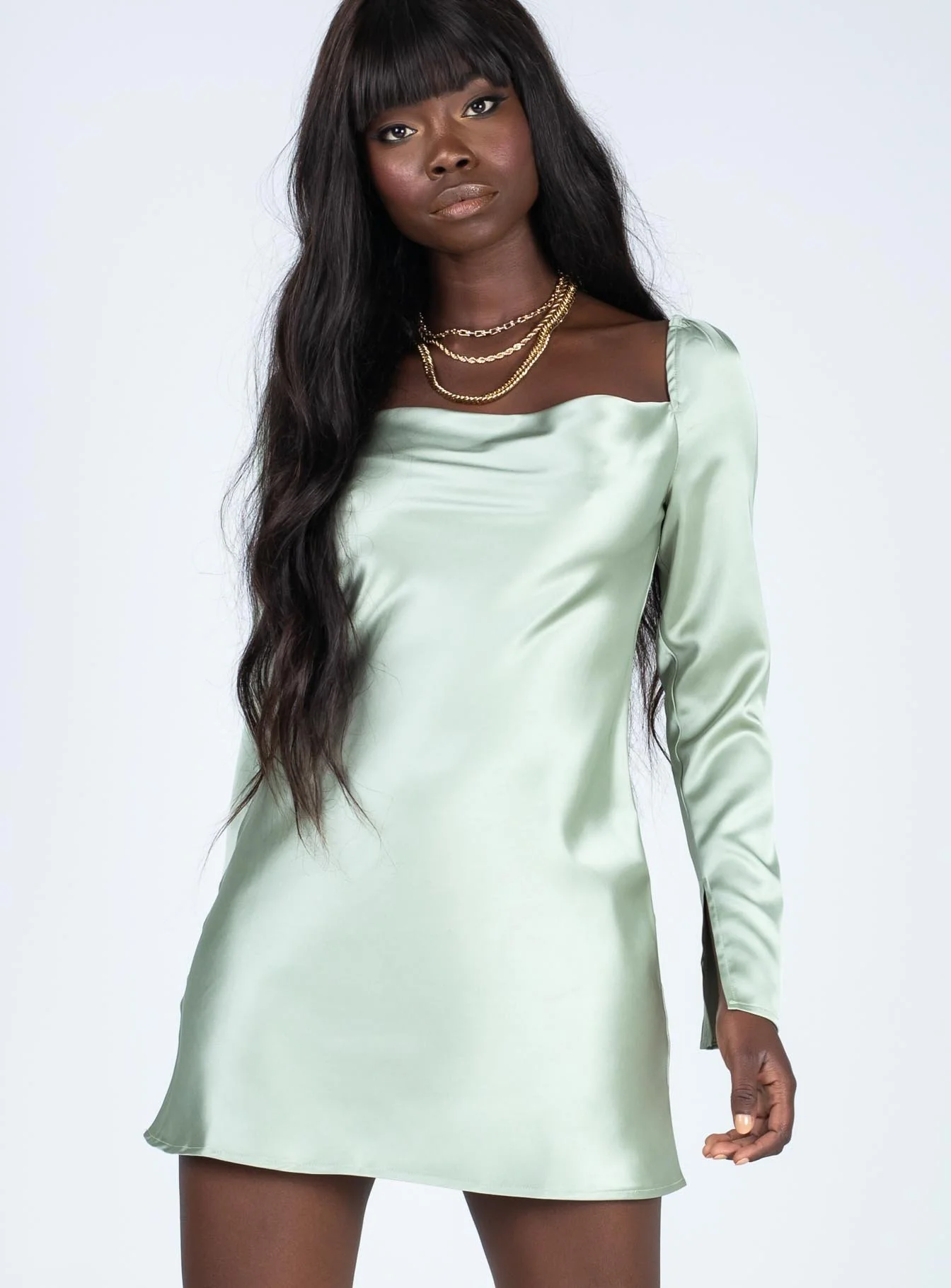 Star Power Mini Dress Sage