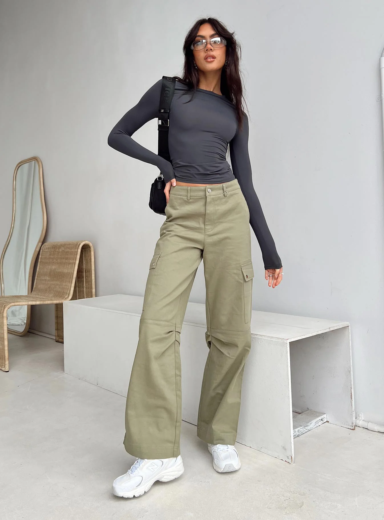 Arnim Eco Nylon Long Sleeve Top Grey