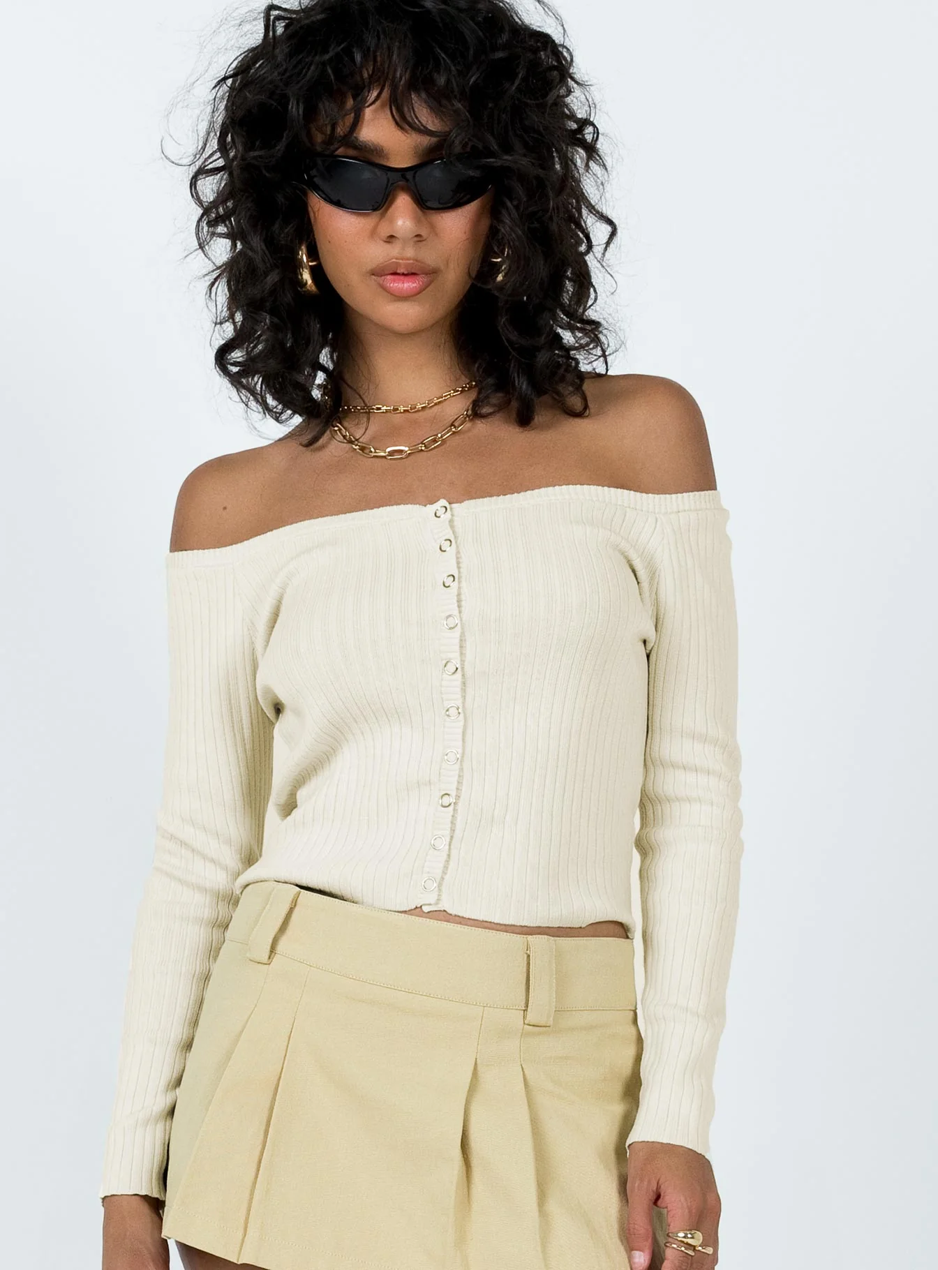 Myco Off Shoulder Top Ivory